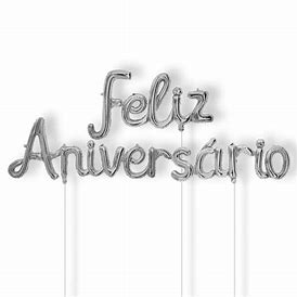 1 PACOTE COM 1 BOLA FELIZ ANIVERSÁRIO LETRA CURSIVA PRATA